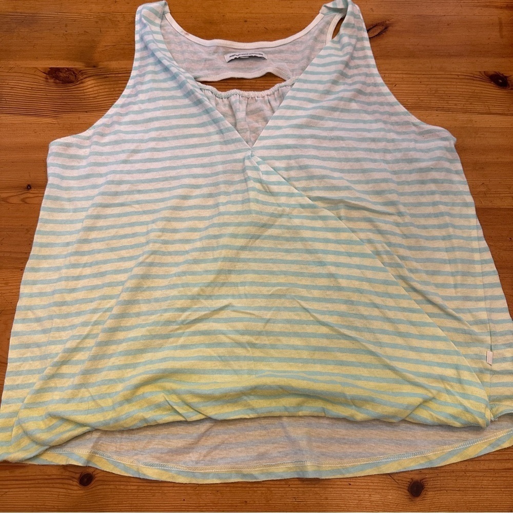 American Eagle Cross Over high- Low Striped Sleeveless Top